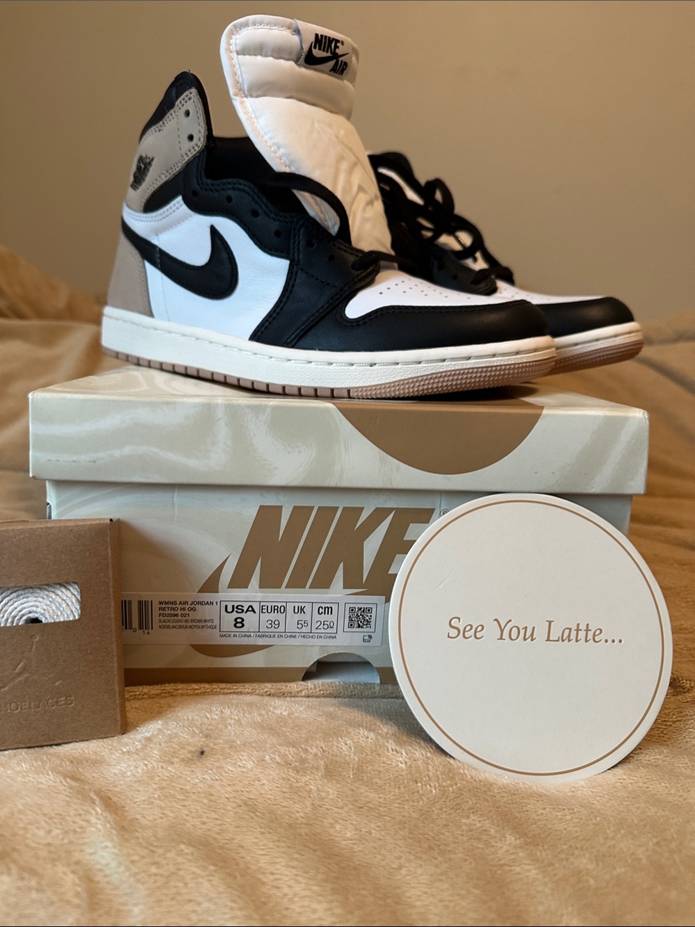 WMNS sz 8 Nike Air Jordan 1 High OG See You Latte NWT in box